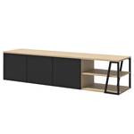 Meuble TV Albi Placage en bois véritable - Chêne clair / Noir - Chêne clair / Noir - Largeur : 190 cm