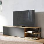 Meuble TV Albi Placage en bois véritable - Chêne clair / Noir - Chêne clair / Noir - Largeur : 190 cm