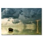 Leinwandbild Lonely Boat Fichte Massiv / Mischgewebe - 80 x 120 cm - Multicolor