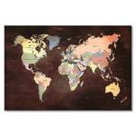 Leinwandbild Old Worldmap One Fichte Massiv / Mischgewebe - 80 x 120 cm - Weinrot