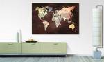 Leinwandbild Old Worldmap One Fichte Massiv / Mischgewebe - 80 x 120 cm - Weinrot