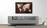 Leinwandbild Old Worldmap One Fichte Massiv / Mischgewebe - 80 x 120 cm - Weinrot