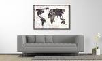 Afbeelding Wereldkaart landen massief sparrenhout/textielmix - 80 x 120 cm - Zwart/beige
