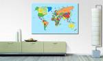 Impression sur toile Worldmap Clean Épicéa massif / Tissu mélangé - 80 x 120 cm