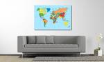 Leinwandbild Worldmap Clean Fichte Massiv / Mischgewebe - 80 x 120 cm