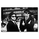 Afbeelding Blues Brothers massief sparrenhout/textielmix - 80 x 120 cm - Zwart/wit