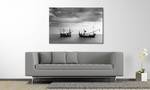 Afbeelding Fishing Boats massief sparrenhout/textielmix - 80 x 120 cm - Zwart/wit