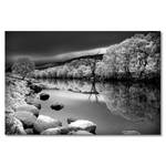 Afbeelding Mystic River massief sparrenhout/textielmix - 80 x 120 cm - Zwart/wit