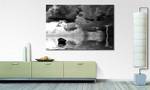 Leinwandbild Lonely Boat Fichte Massiv / Mischgewebe - 80 x 120 cm - Schwarz / Weiß