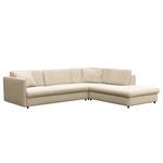 Ecksofa FIDELIA mit Ottomane Webstoff Mava: Creme / Beige / Grau meliert - Ottomane davorstehend rechts