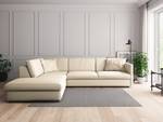 Ecksofa FIDELIA mit Ottomane Webstoff Mava: Creme / Beige / Grau meliert - Ottomane davorstehend links