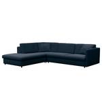 Ecksofa FIDELIA mit Ottomane Samt Vina: Royalblau - Ottomane davorstehend links