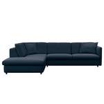 Ecksofa FIDELIA mit Ottomane Samt Vina: Royalblau - Ottomane davorstehend links