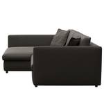 Hoekbank FIDELIA met chaise longue Geweven stof Mava: Antracietkleurig - Longchair vooraanzicht links