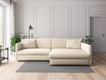 Ecksofa FIDELIA mit Longchair Webstoff Mava: Creme / Beige / Grau meliert - Longchair davorstehend rechts