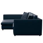 Hoekbank FIDELIA met chaise longue Velours Vina: Koningsblauw  - Longchair vooraanzicht links