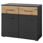 Kast Boston Extra met 2 deuren metallic grijs/Artisan eikenhouten look