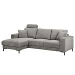 Ecksofa Arietta mit Longchair Webstoff Cieli: Grau - Longchair davorstehend links