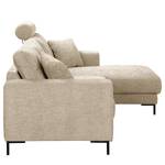 Hoekbank Arietta met chaise longue Geweven stof Cieli: Beige - Longchair vooraanzicht rechts