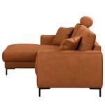 Ecksofa Arietta mit Longchair Microfaser Gardi: Dunkelbraun - Longchair davorstehend links