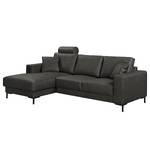 Ecksofa Arietta mit Longchair Microfaser Gardi: Schwarz - Longchair davorstehend links