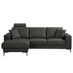 Ecksofa Arietta mit Longchair Microfaser Gardi: Schwarz - Longchair davorstehend links