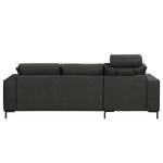 Ecksofa Arietta mit Longchair Microfaser Gardi: Schwarz - Longchair davorstehend links