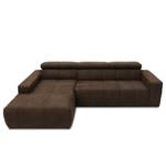 Ecksofa Freetown mit Longchair Microfaser Medea: Dunkelbraun - Longchair davorstehend links - Keine Funktion