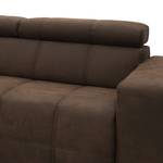 Ecksofa Freetown mit Longchair Microfaser Medea: Dunkelbraun - Longchair davorstehend links - Keine Funktion