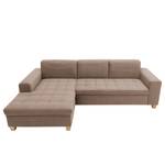 Ecksofa Roblin Samt Loana: Taupe - Longchair davorstehend links - Schlaffunktion