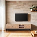 Meuble TV Hult 200 cm Plaqué bois véritable - Peuplier clair