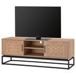 Meuble TV Hult 150 cm Plaqué bois véritable - Peuplier clair