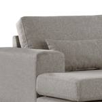 Ecksofa BOVLUND mit Longchair Webstoff Lark: Braungrau - Longchair davorstehend links