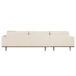 Hoekbank BOVLUND met chaise longue structuurstof - Bouclé Stof Eurona: Beige - Longchair vooraanzicht links