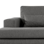 Hoekbank BOVLUND met chaise longue structuurstof - Velours Lark: Donkergrijs - Longchair vooraanzicht links