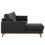 Ecksofa BOVLUND mit Longchair Baumwollstoff Vele: Anthrazit - Longchair davorstehend links