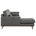 Divano con chaise longue BOVLUND Tessuto strutturato Otrera: grigio scuro - Longchair preimpostata a sinistra