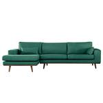 Divano con chaise longue BOVLUND Tessuto strutturato Otrera: verde scuro - Longchair preimpostata a sinistra