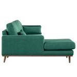 Divano con chaise longue BOVLUND Tessuto strutturato Otrera: verde scuro - Longchair preimpostata a sinistra
