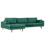 Divano con chaise longue BOVLUND Tessuto strutturato Otrera: verde scuro - Longchair preimpostata a sinistra