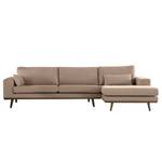 Ecksofa BOVLUND mit Longchair Baumwollstoff Vele: Taupe - Longchair davorstehend rechts