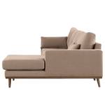 Ecksofa BOVLUND mit Longchair Baumwollstoff Vele: Taupe - Longchair davorstehend rechts