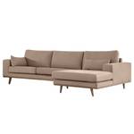 Ecksofa BOVLUND mit Longchair Baumwollstoff Vele: Taupe - Longchair davorstehend rechts