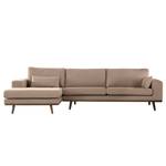 Ecksofa BOVLUND mit Longchair Baumwollstoff Vele: Taupe - Longchair davorstehend links