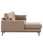 Hoekbank BOVLUND met chaise longue structuurstof - Geweven stof Vele: Taupe - Longchair vooraanzicht links