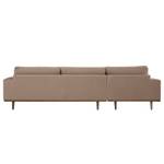 Hoekbank BOVLUND met chaise longue structuurstof - Geweven stof Vele: Taupe - Longchair vooraanzicht links