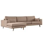 Hoekbank BOVLUND met chaise longue structuurstof - Geweven stof Vele: Taupe - Longchair vooraanzicht links