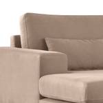 Hoekbank BOVLUND met chaise longue structuurstof - Geweven stof Vele: Taupe - Longchair vooraanzicht links