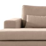 Hoekbank BOVLUND met chaise longue structuurstof - Geweven stof Vele: Taupe - Longchair vooraanzicht links