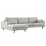 Ecksofa BOVLUND mit Longchair Baumwollstoff Vele: Grau - Longchair davorstehend links